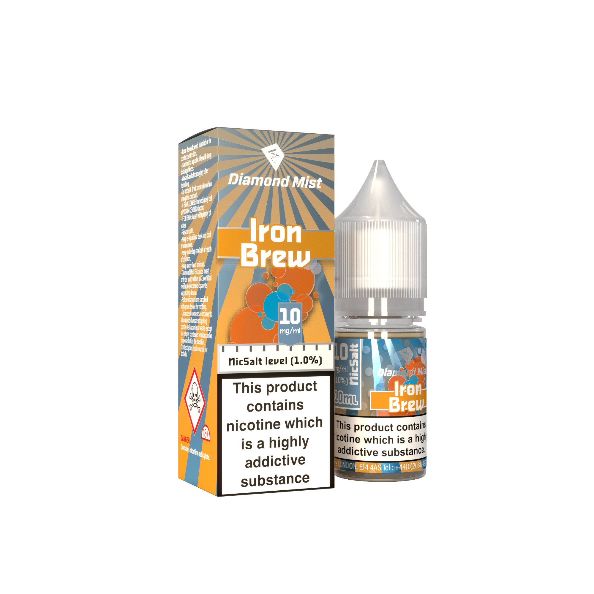 Diamond Mist Iron Brew nic salt e-liquid 10ml 10mg bottle