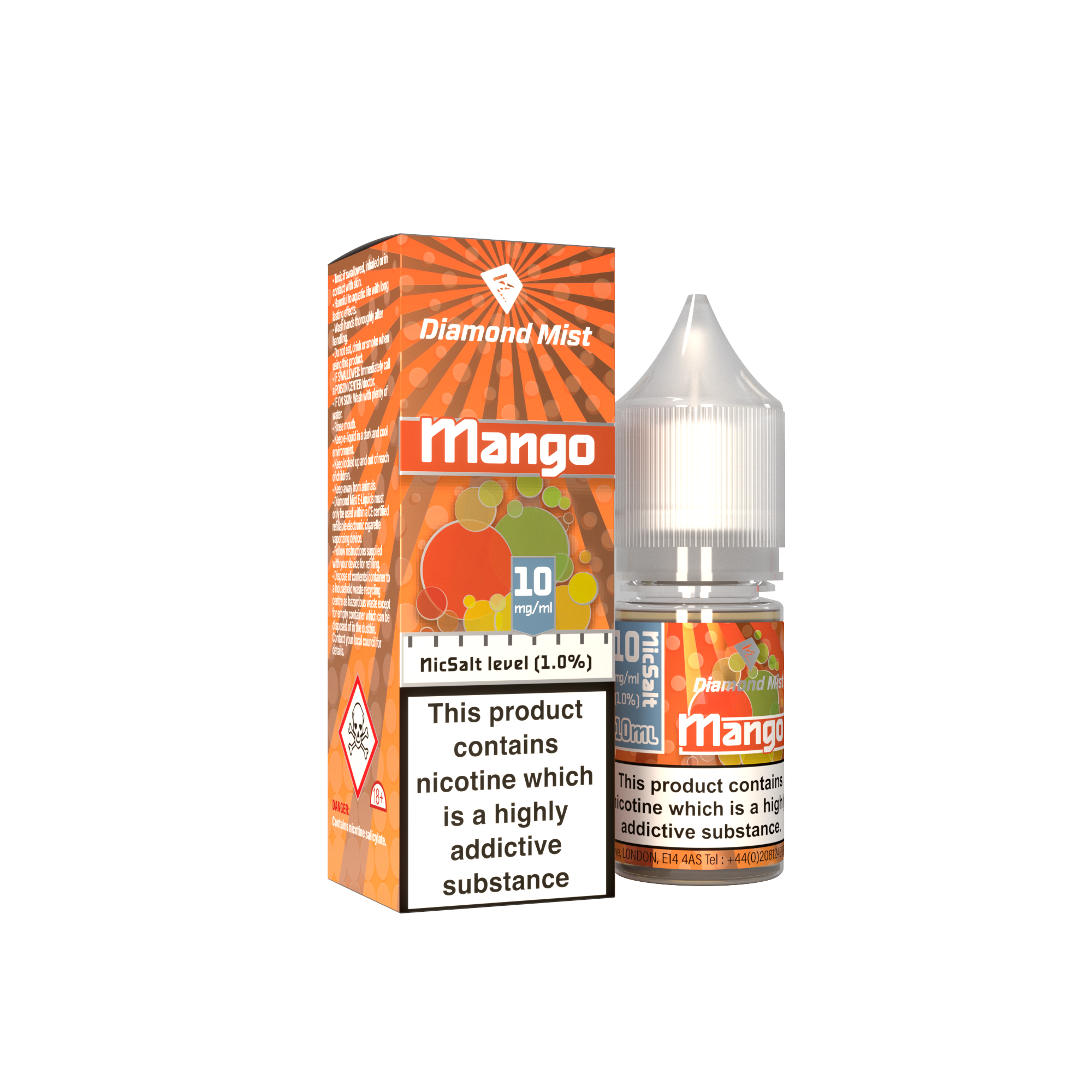 Diamond Mist Mango nic salt e-liquid 10ml 10mg bottle