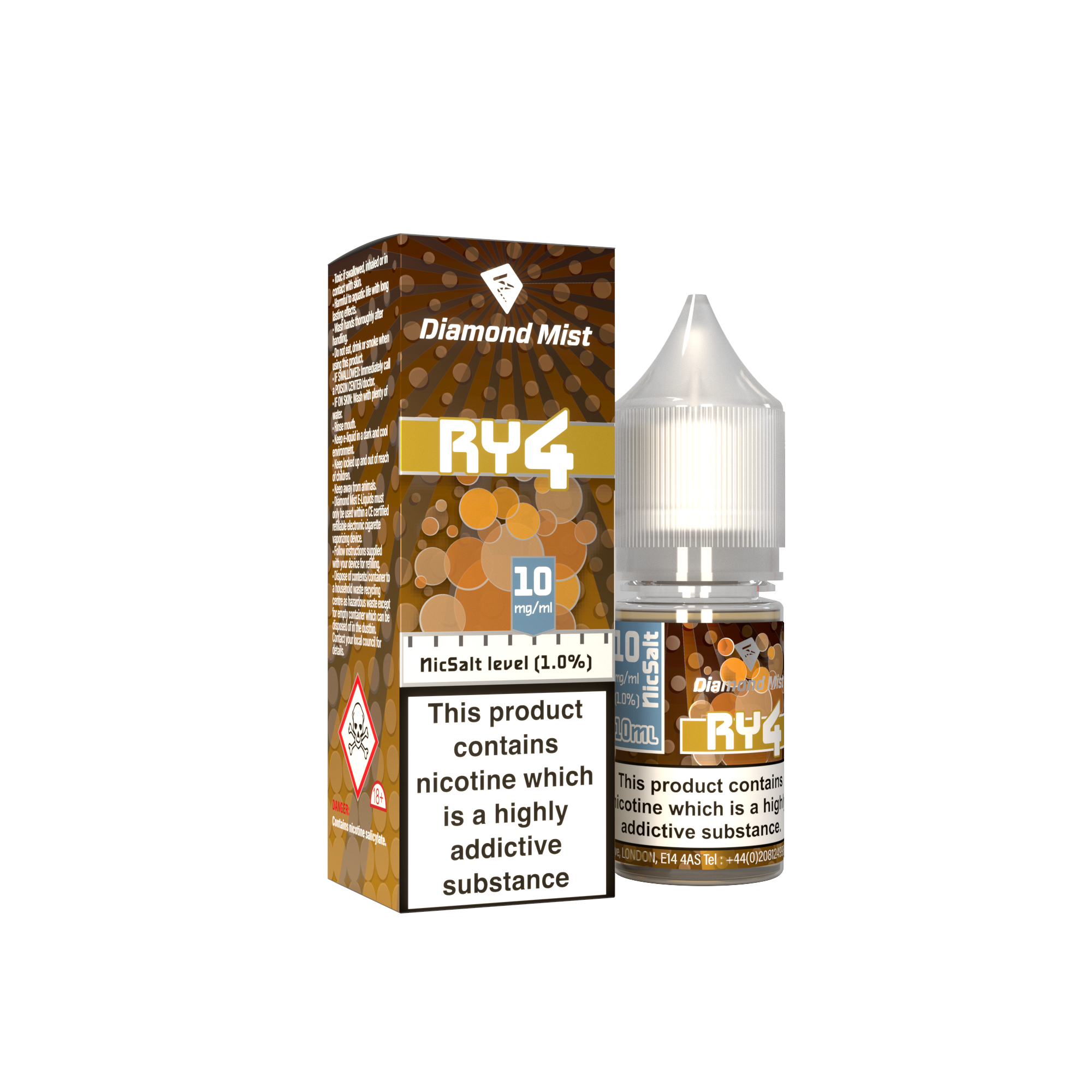 Diamond Mist RY4 nic salt e-liquid 10ml 10mg bottle