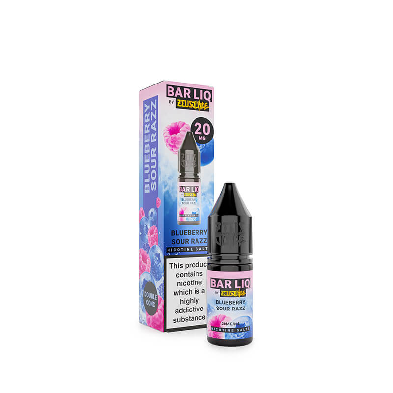 Zeus Bar Liq Blueberry Sour Razz 20mg nic salt e-liquid 10ml bottle