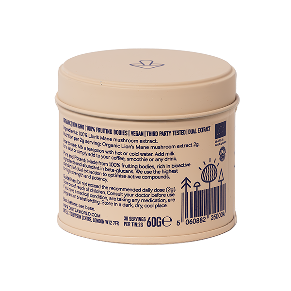 DIRTEA Lion's Mane Mushroom Powder Tin 60g – 30 Servings