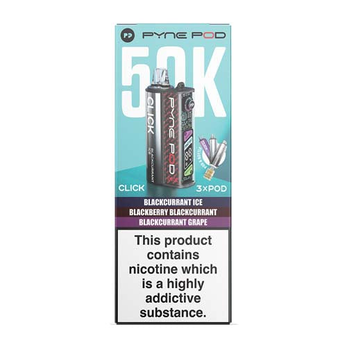 Pyne Pod Click 50K Blackcurrant Edition prefilled pod vape kit box – 20mg