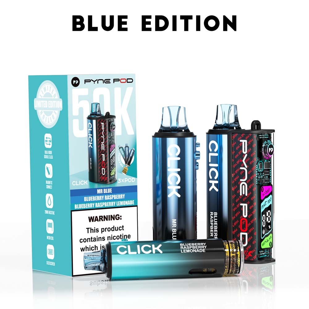 Pyne Pod Click 50K Blue Edition prefilled pod vape kit box – 20mg