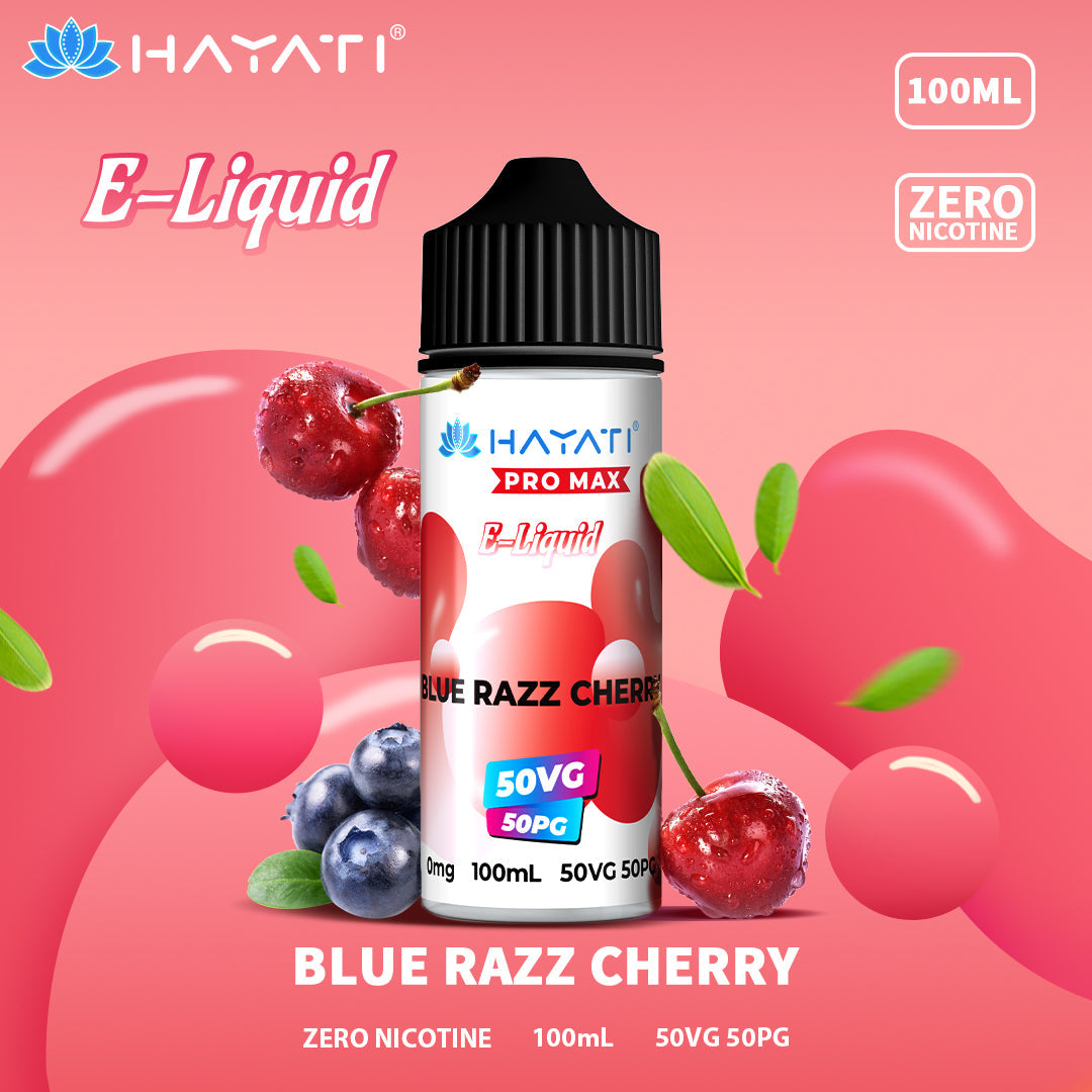 Hayati Pro Max Blue Razz Cherry 50/50 100ml shortfill e-liquid bottle