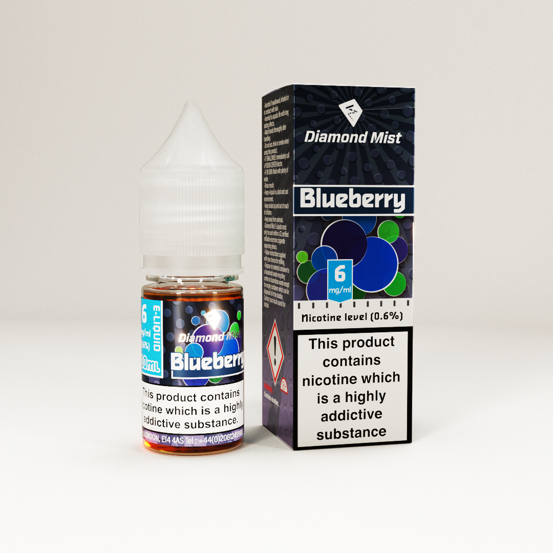 Diamond Mist Blueberry e-liquid 10ml 6mg bottle