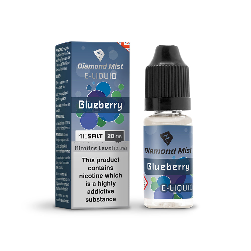 Diamond Mist Blueberry nic salt e-liquid 10ml 20mg bottle