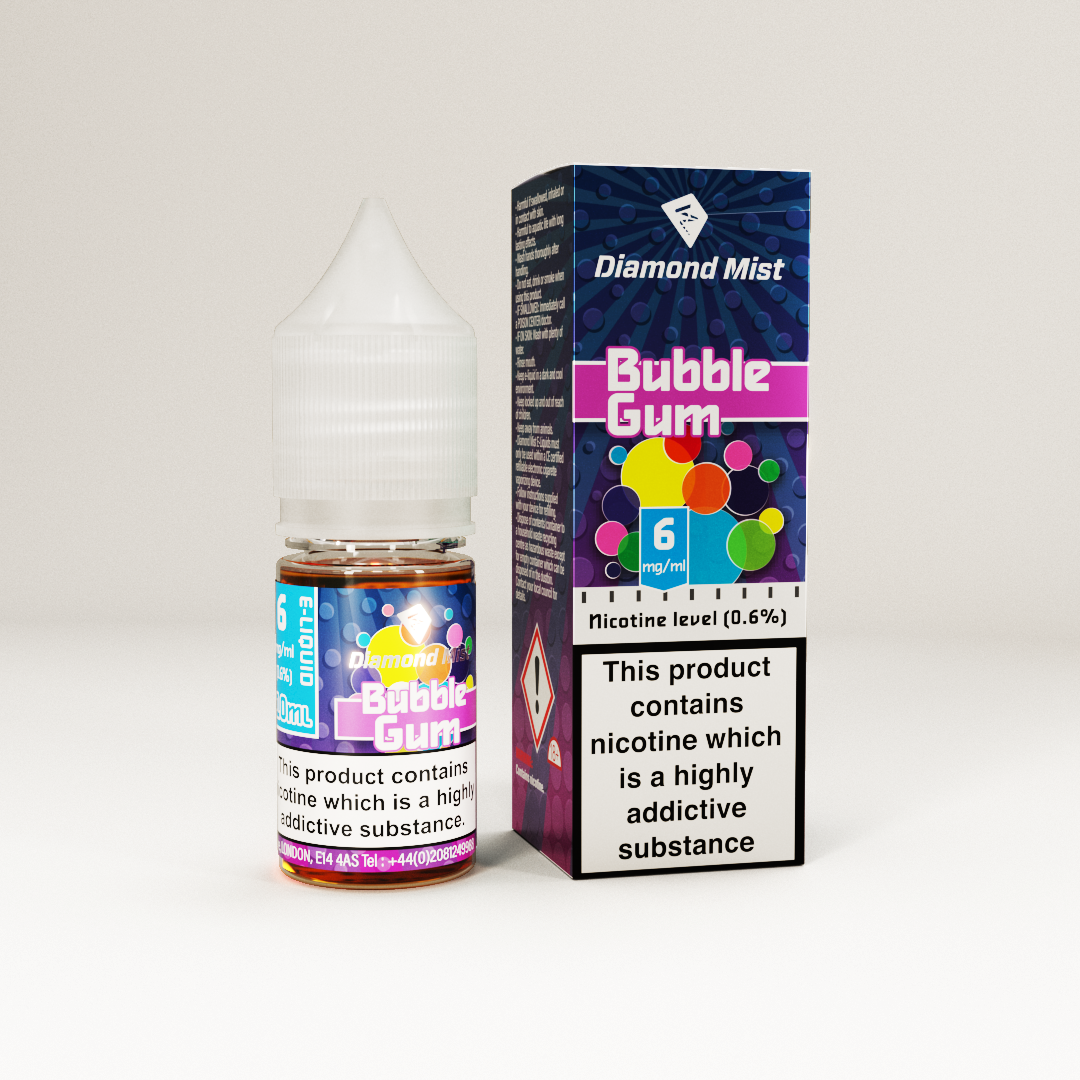 Diamond Mist Bubble Gum e-liquid 10ml 6mg bottle