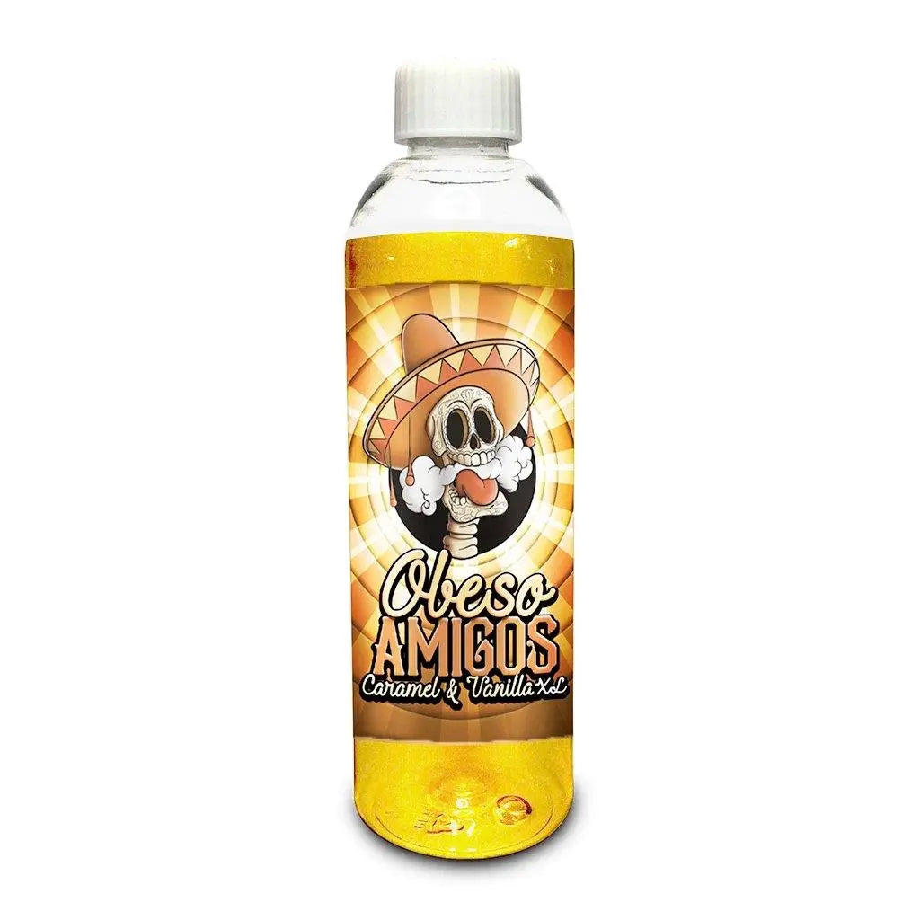 Obeso Amigos XL Caramel and Vanilla 200ml shortfill e-liquid bottle