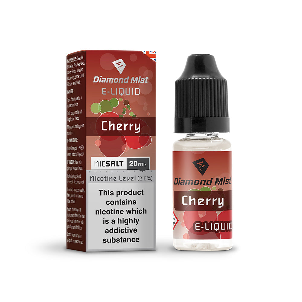Diamond Mist Cherry nic salt e-liquid 10ml 20mg bottle