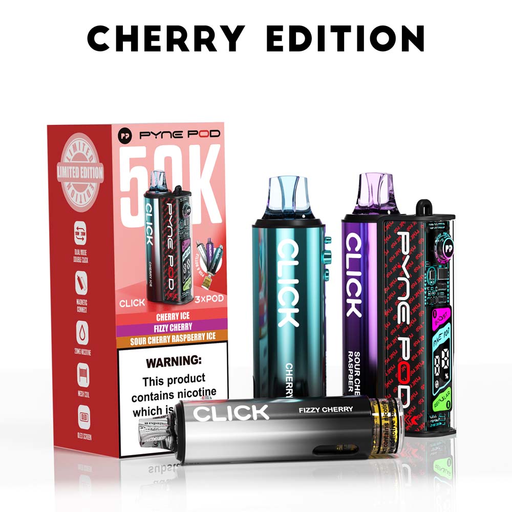 Pyne Pod Click 50K Cherry Edition prefilled pod vape kit box – 20mg