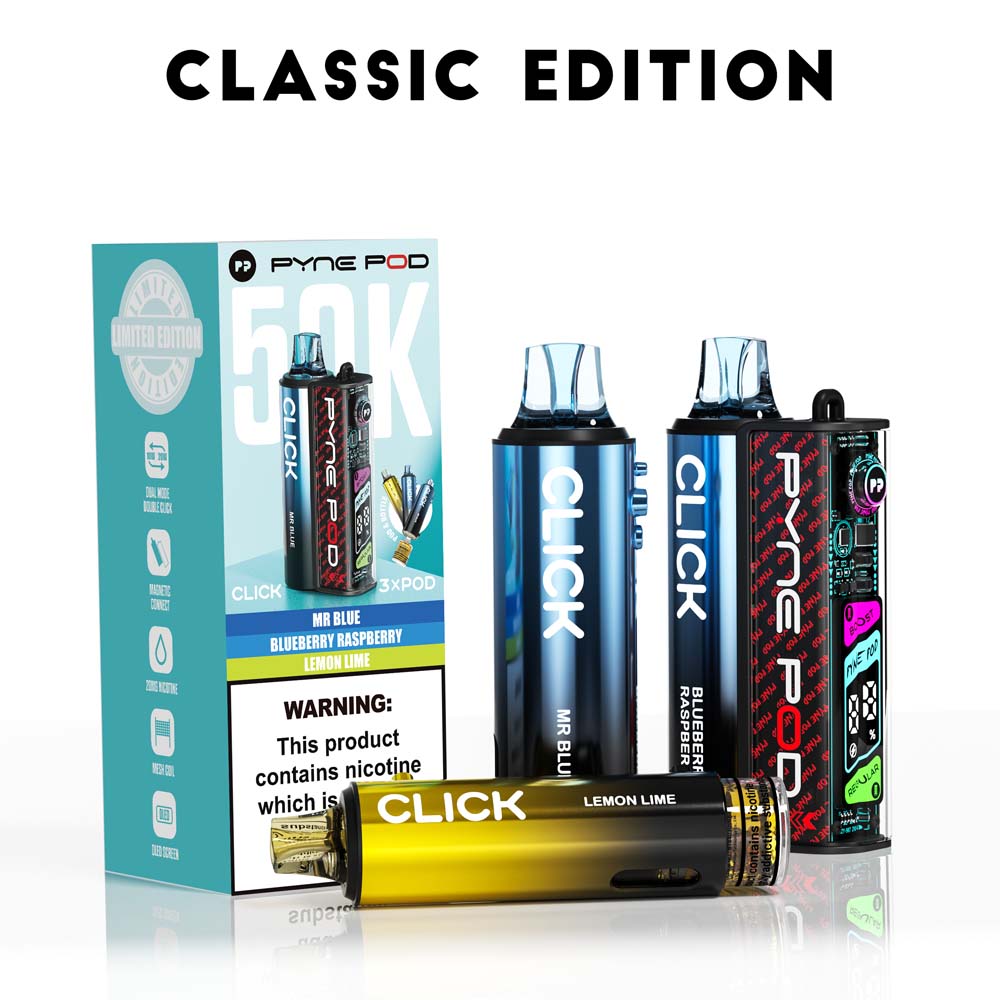 Pyne Pod Click 50K Classic Edition prefilled pod vape kit box – 20mg
