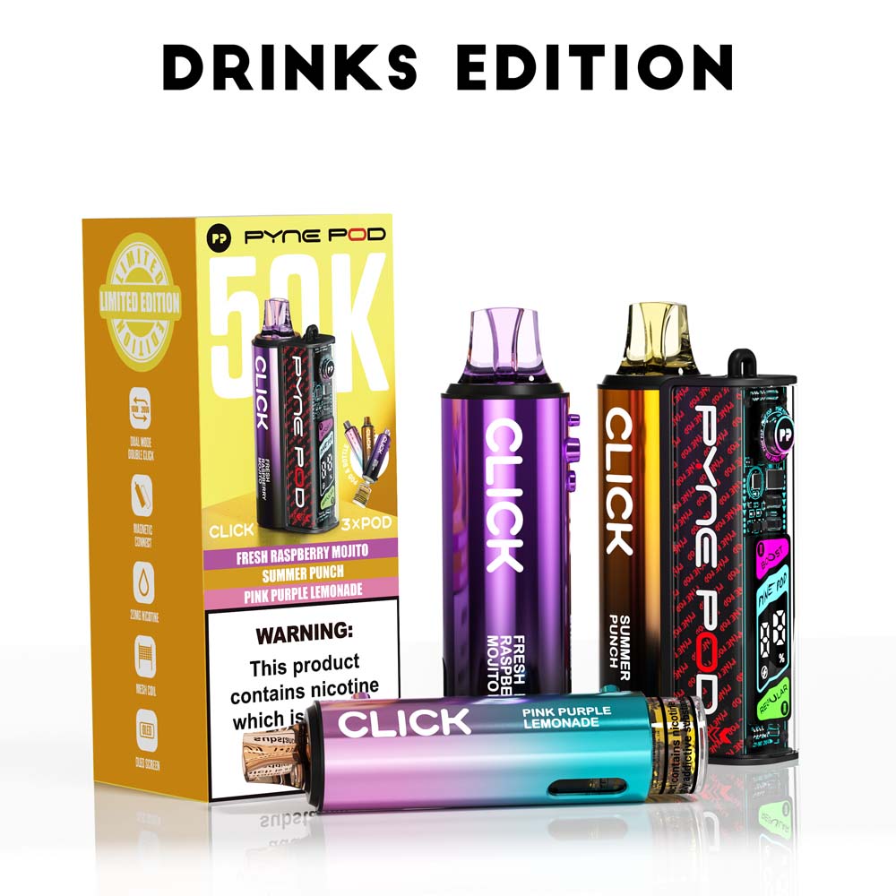 Pyne Pod Click 50K Drinks Edition prefilled pod vape kit box – 20mg