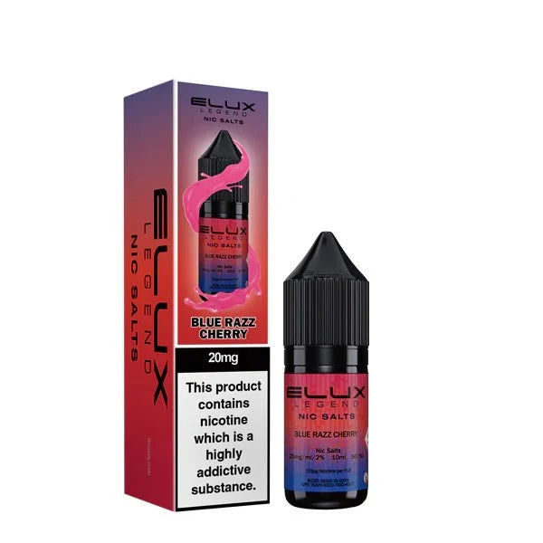 ELUX Legend Blue Razz Cherry 10ml nicotine salt e-liquid bottle and packaging