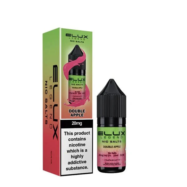 ELUX Legend Double Apple 10ml nicotine salt e-liquid bottle and packaging