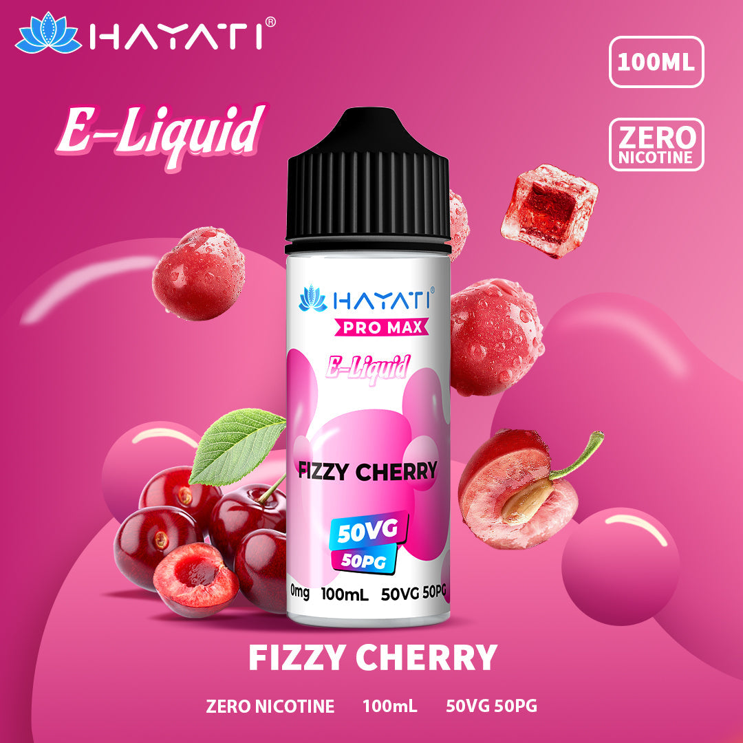 Hayati Pro Max Fizzy Cherry 50/50 100ml shortfill e-liquid bottle