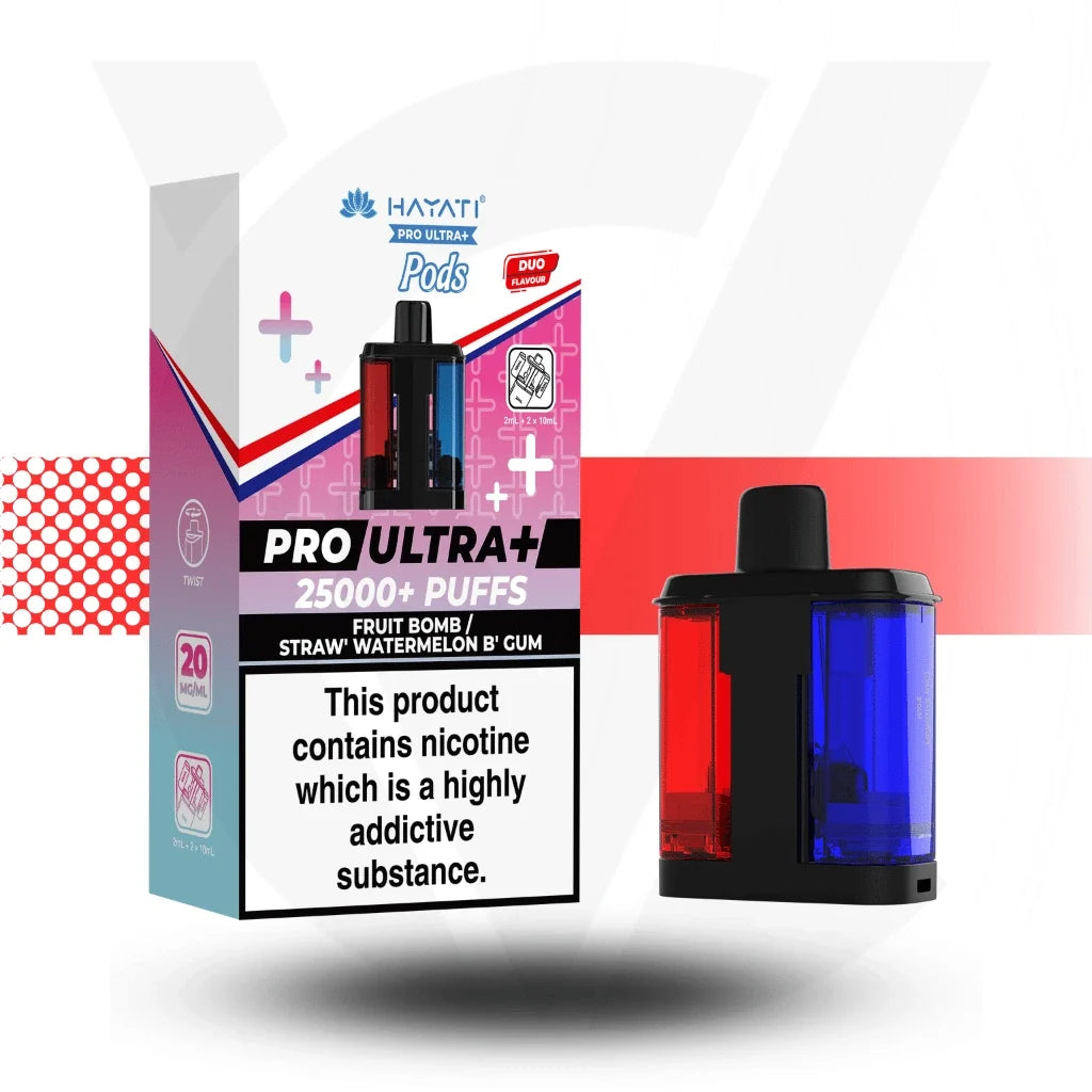 Hayati Pro Ultra Plus 25000 Fruit Bomb / Strawberry Watermelon Bubblegum prefilled pods 20mg