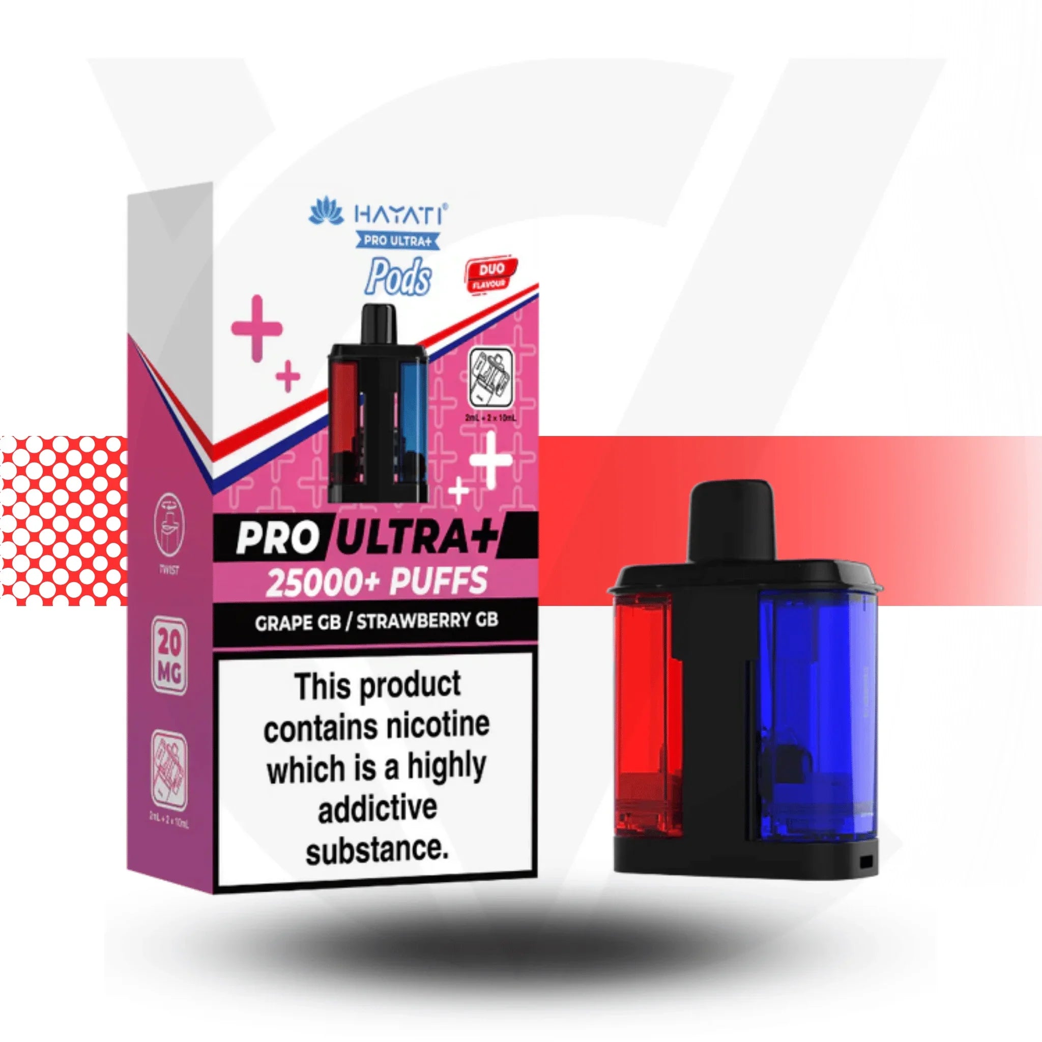 Hayati Pro Ultra Plus 25000 Grape GB / Strawberry GB prefilled pods 20mg