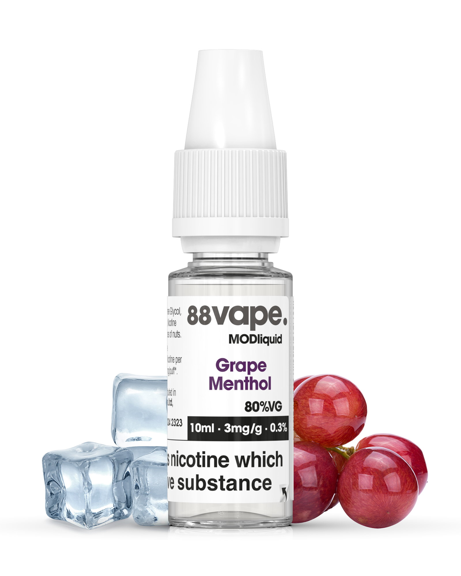 88Vape Grape Menthol 80VG E-Liquid 3 x 10ml – 3mg; official bottle image