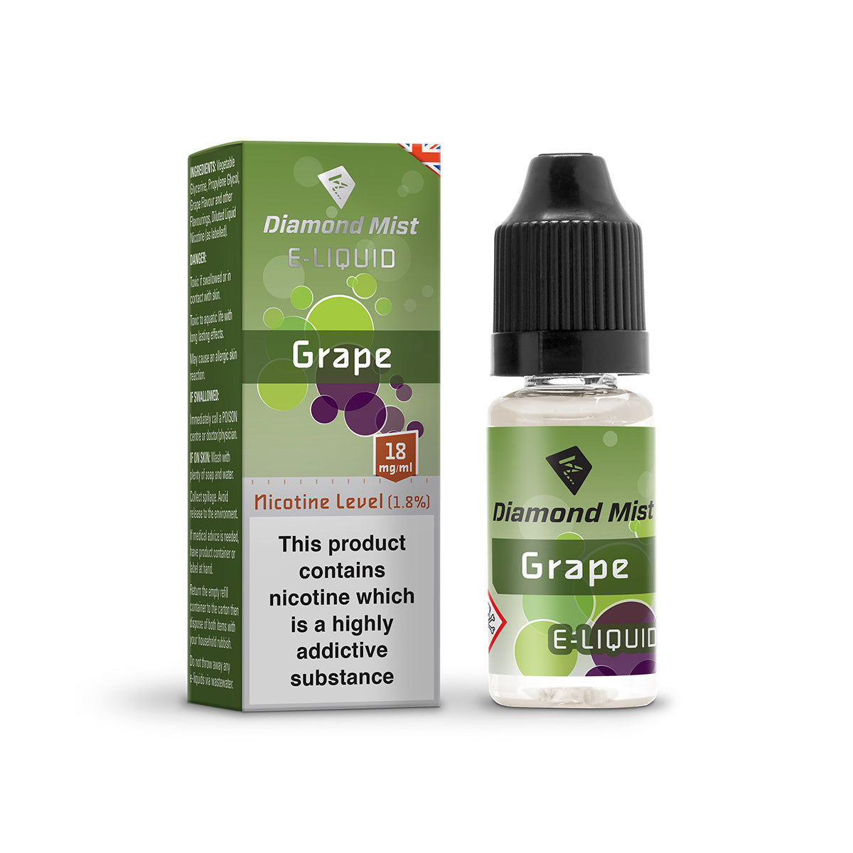 Diamond Mist Grape e-liquid 10ml 18mg bottle