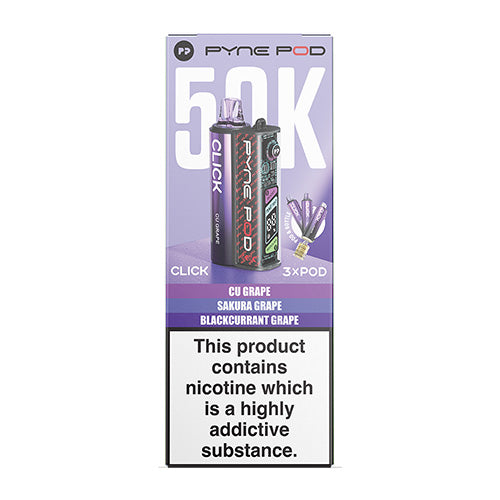 Pyne Pod Click 50K Grape Edition prefilled pod vape kit box – 20mg