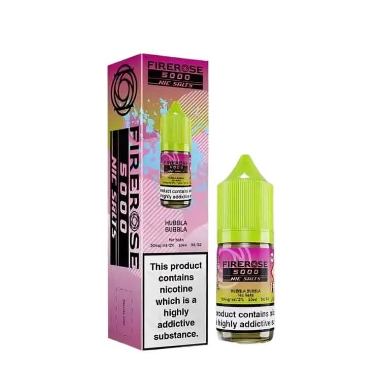 ELUX Fire Rose 5000 Hubbla Bubbla 10ml nic salt bottle and packaging