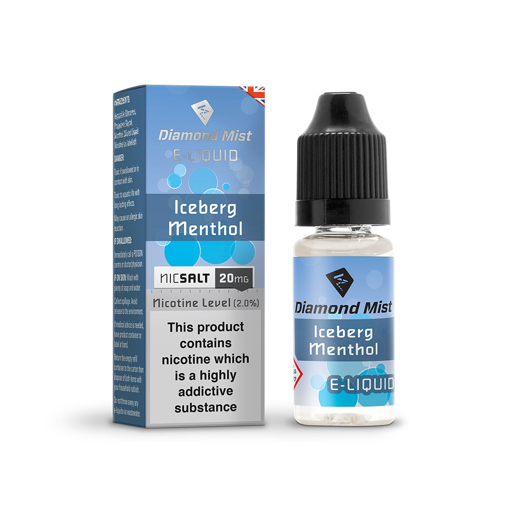 Diamond Mist Iceberg Menthol nic salt e-liquid 10ml 20mg bottle