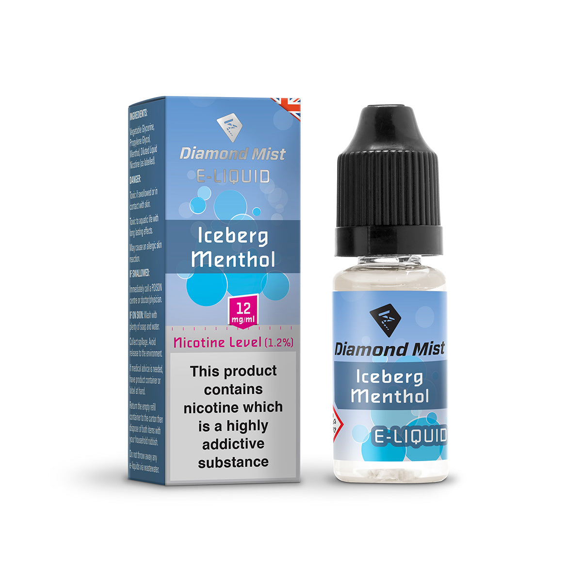 Diamond Mist Iceberg Menthol e-liquid 10ml 12mg bottle