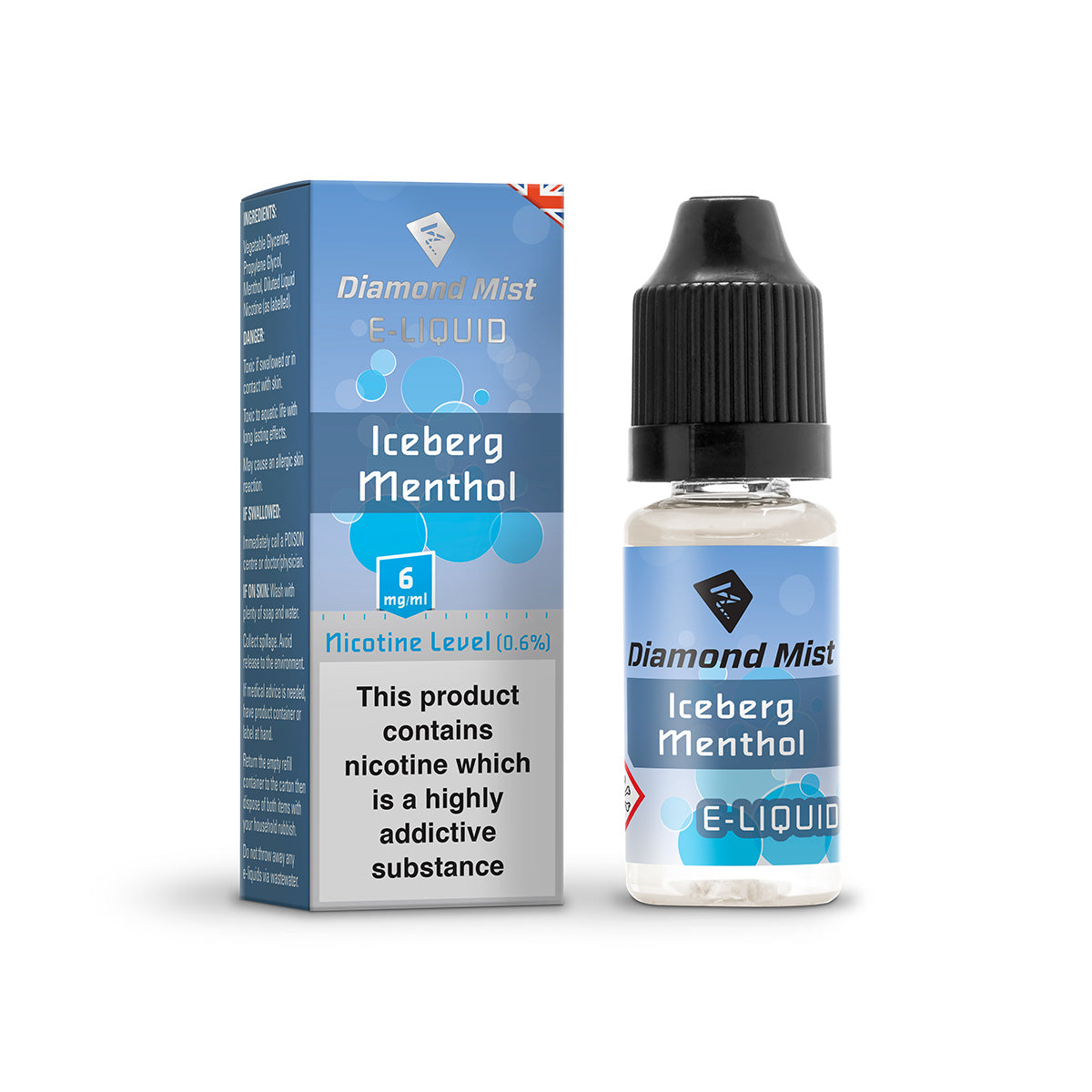 Diamond Mist Iceberg Menthol e-liquid 10ml 6mg bottle