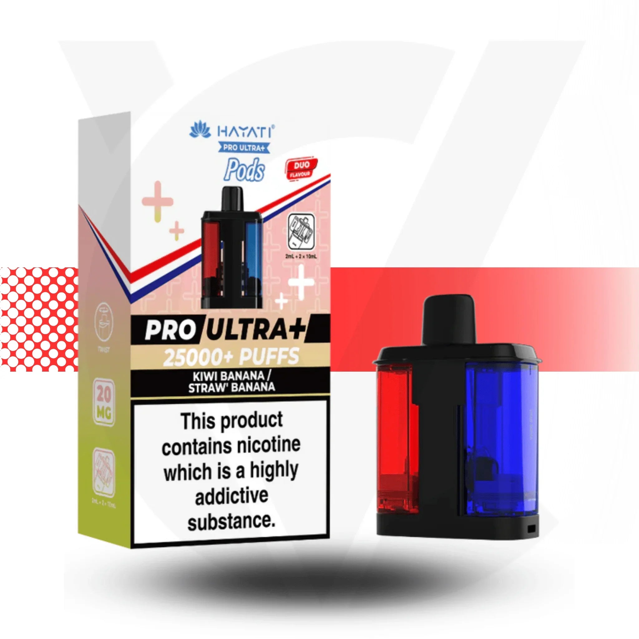 Hayati Pro Ultra Plus 25000 Kiwi Banana / Straw' Banana prefilled pods 20mg