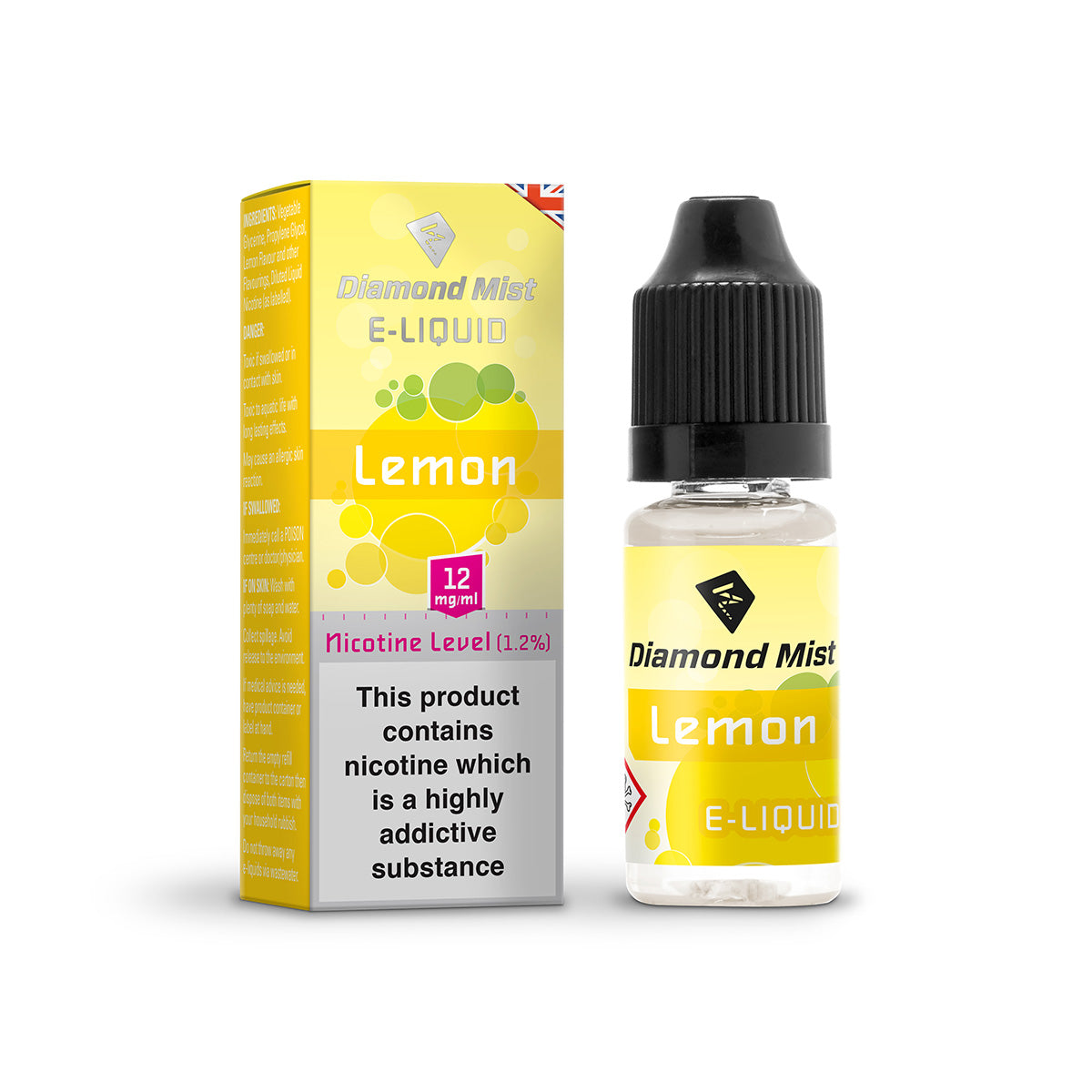 Diamond Mist Lemon e-liquid 10ml 12mg bottle