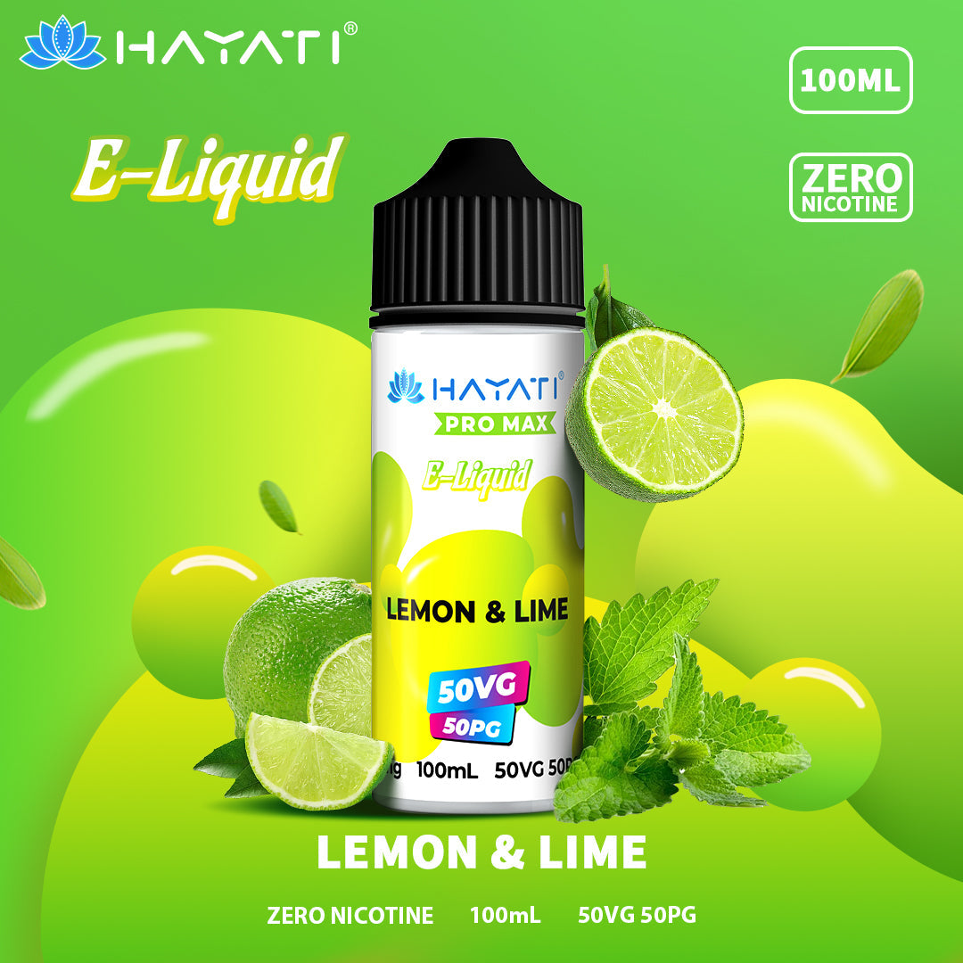 Hayati Pro Max Lemon & Lime 50/50 100ml shortfill e-liquid bottle