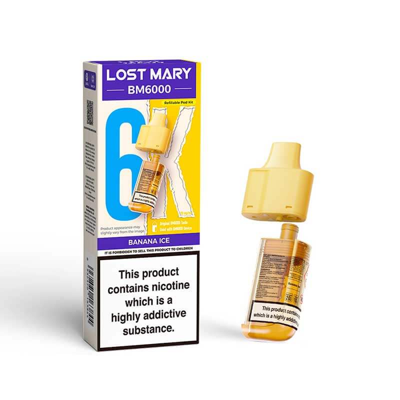Lost Mary BM6000 Banana Ice 20mg replacement pod and refill pack