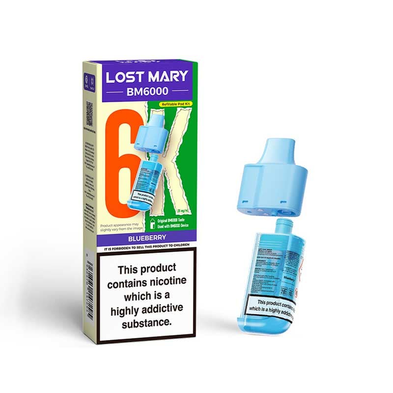 Lost Mary BM6000 Blueberry 20mg replacement pod and refill pack