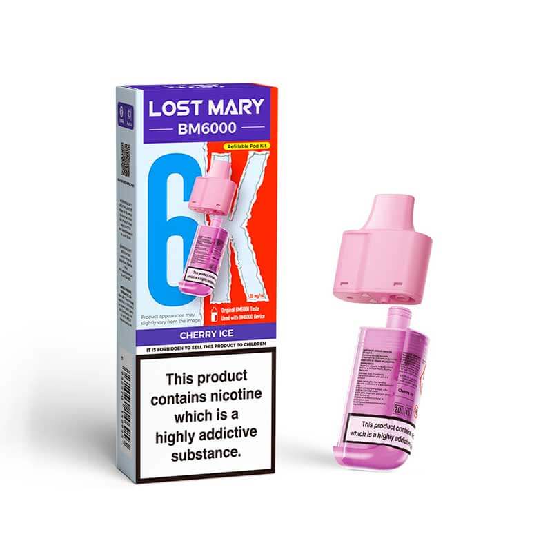 Lost Mary BM6000 Cherry Ice 20mg replacement pod and refill pack