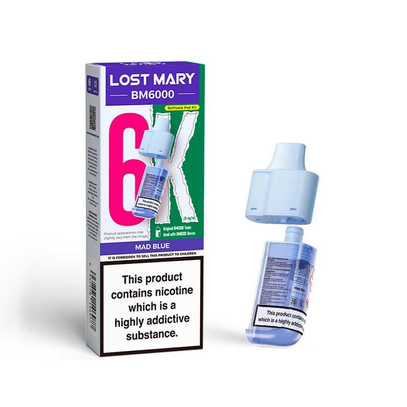 Lost Mary BM6000 Mad Blue 20mg replacement pod and refill pack