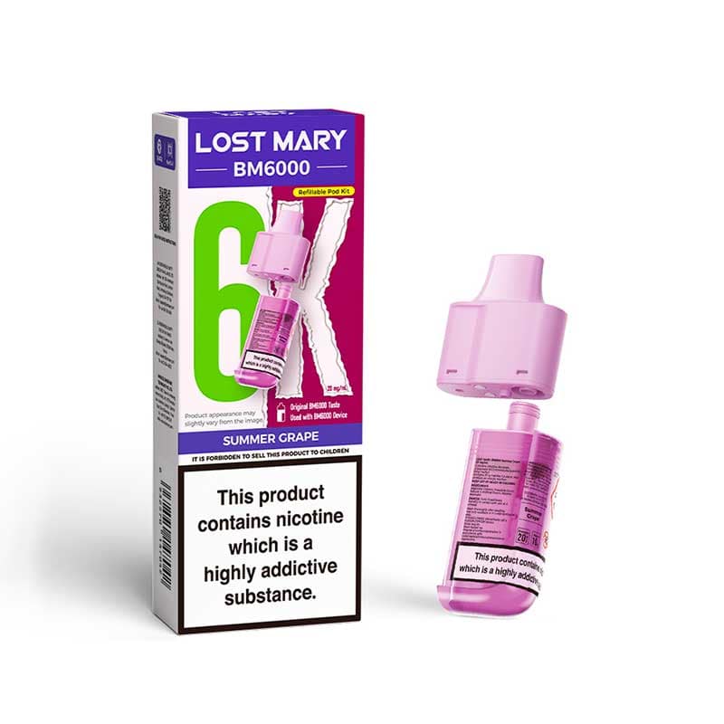 Lost Mary BM6000 Summer Grape 20mg replacement pod and refill pack