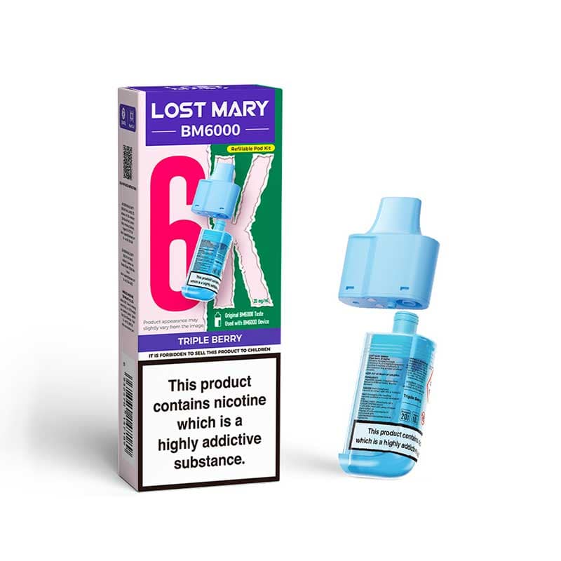 Lost Mary BM6000 Triple Berry 20mg replacement pod and refill pack