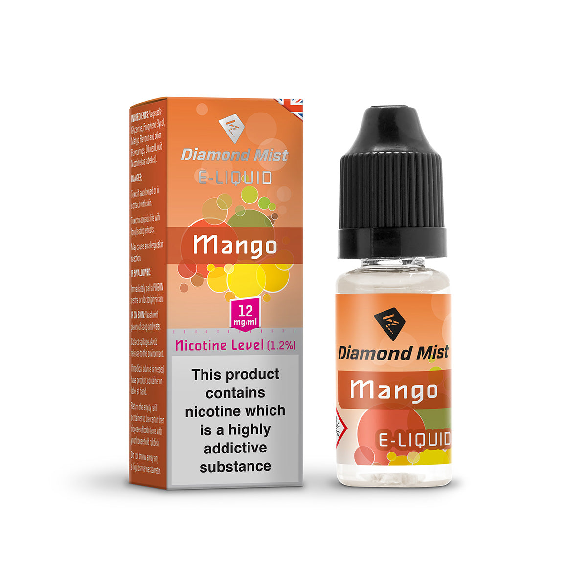 Diamond Mist Mango e-liquid 10ml 12mg bottle