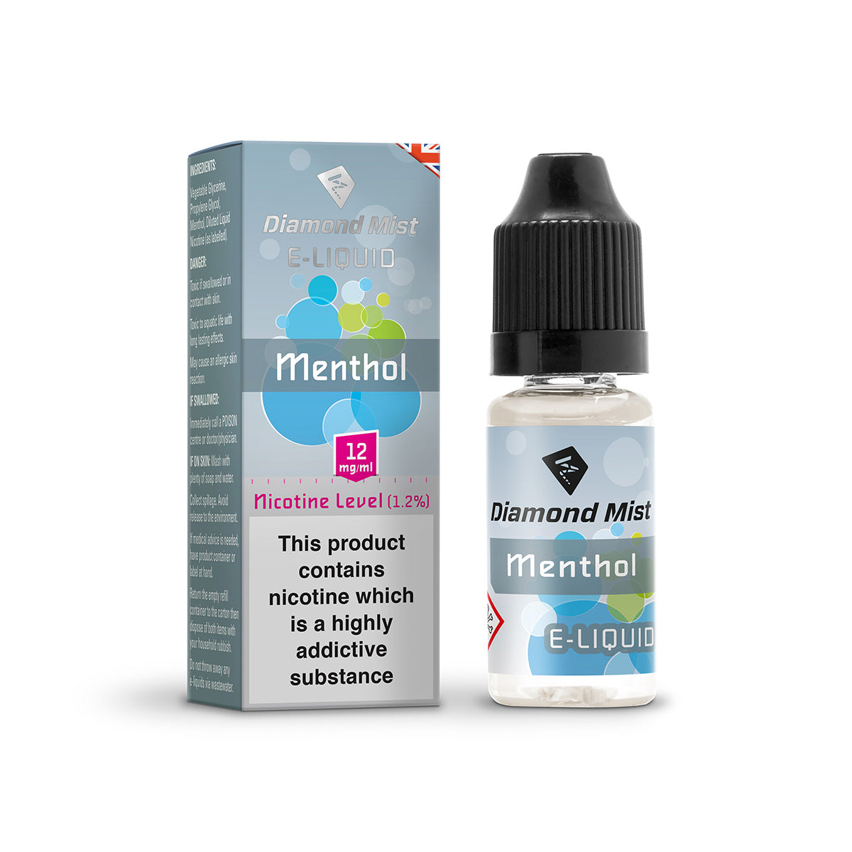 Diamond Mist Menthol e-liquid 10ml 12mg bottle