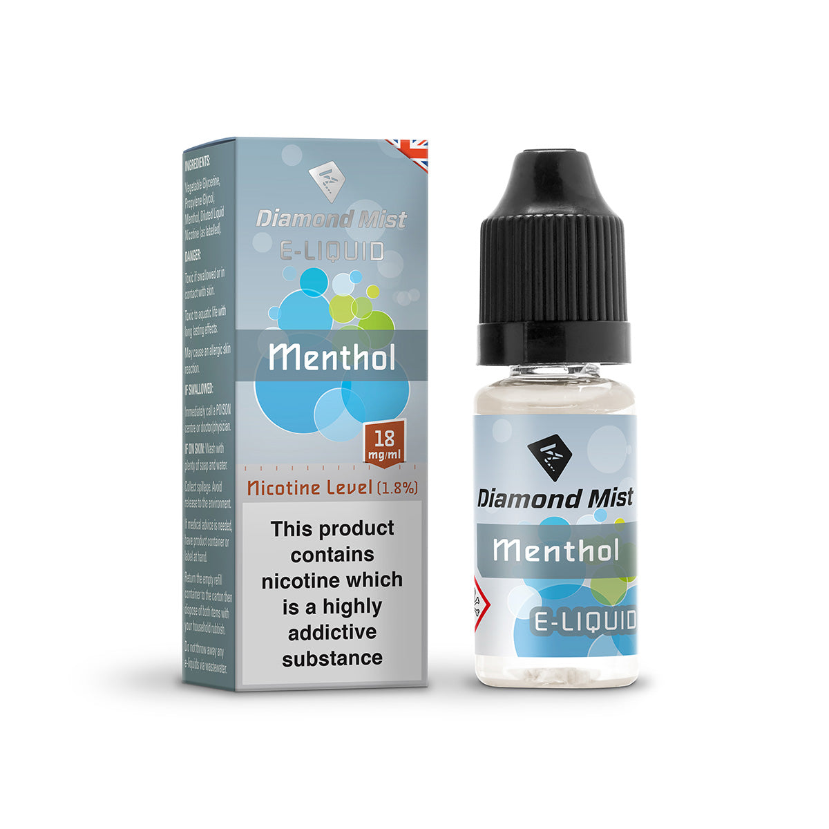 Diamond Mist Menthol e-liquid 10ml 18mg bottle