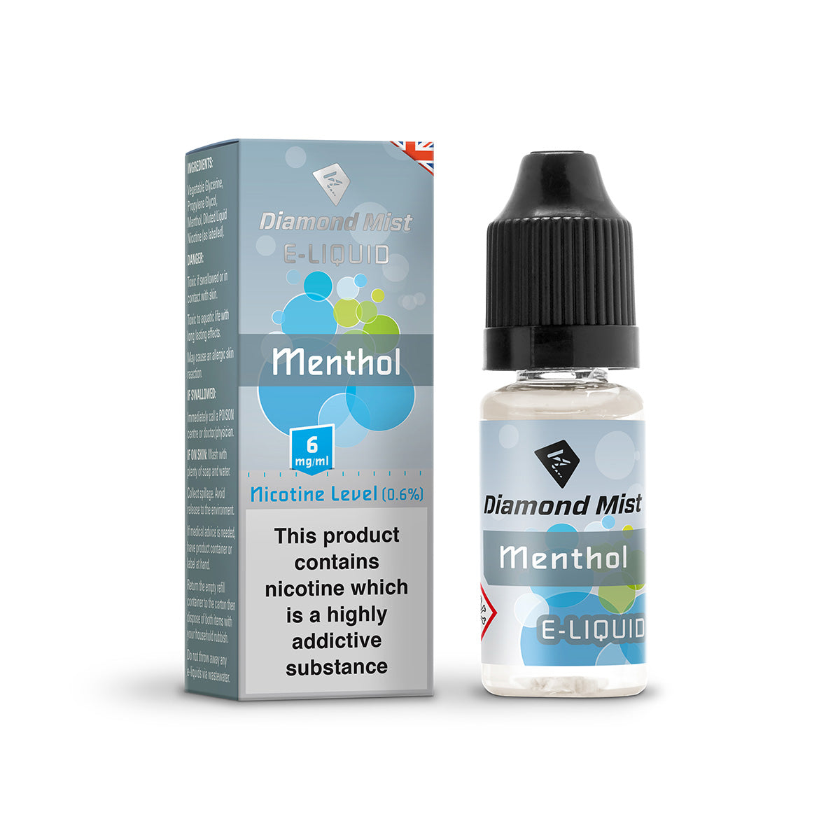 Diamond Mist Menthol e-liquid 10ml 6mg bottle