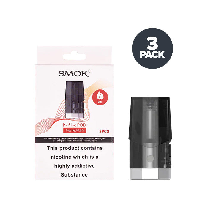 Smok - NFIX Pod Meshed 0.8ohm - 2ml - Pack of 3 – retail pod box and pack contents