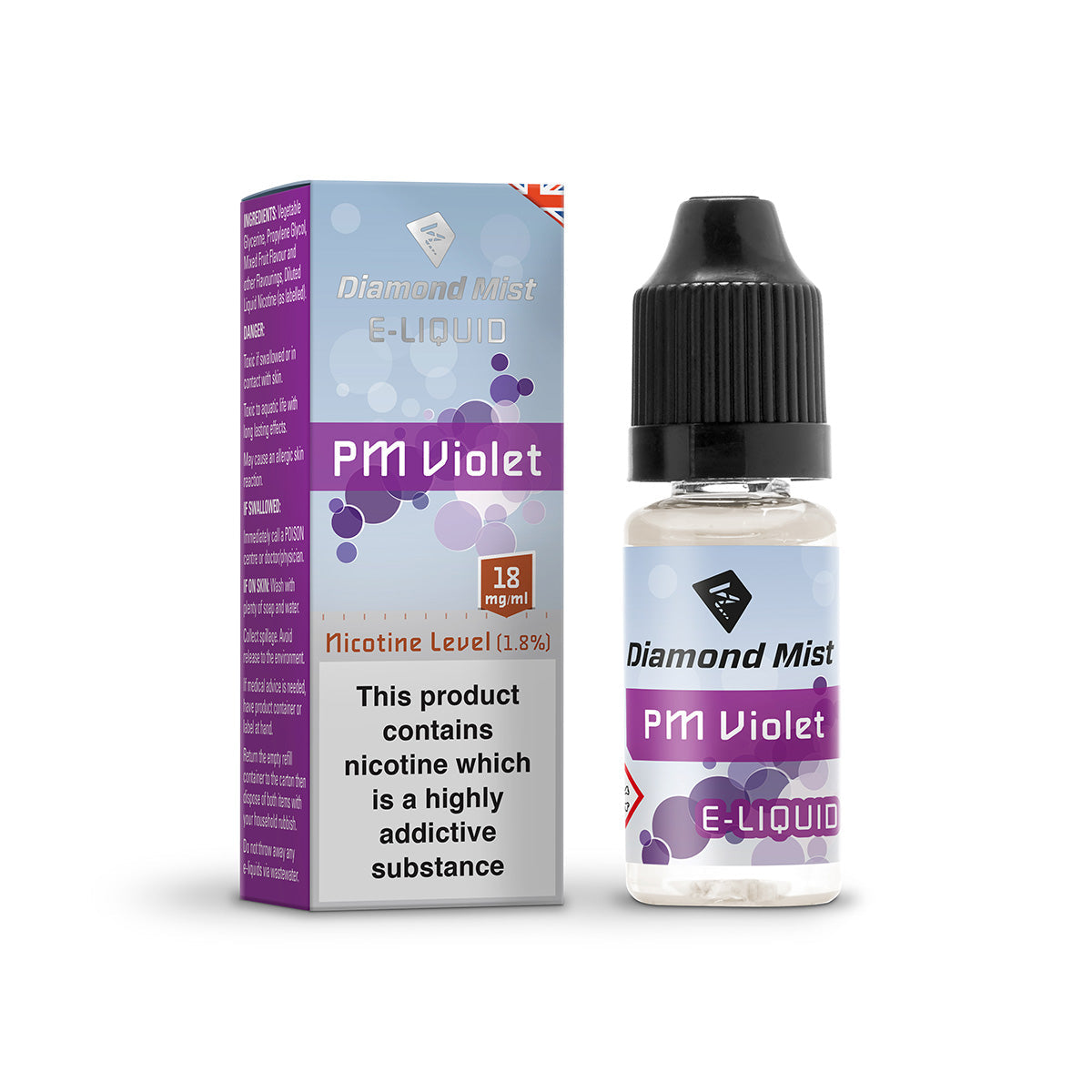 Diamond Mist PM Violet e-liquid 10ml 18mg bottle