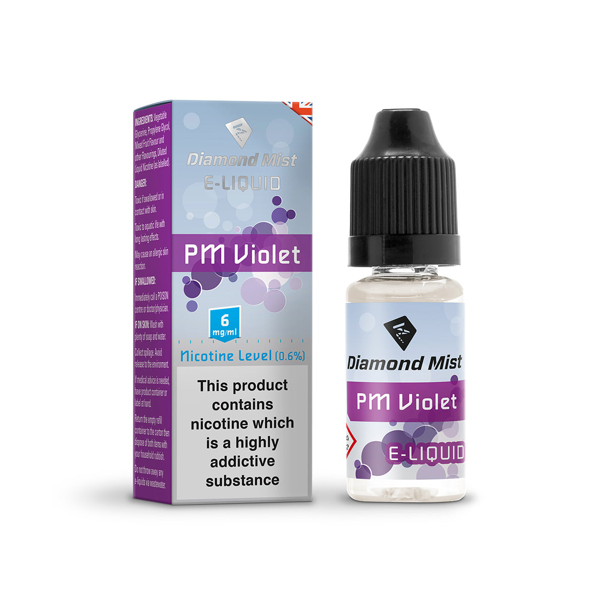 Diamond Mist PM Violet e-liquid 10ml 6mg bottle