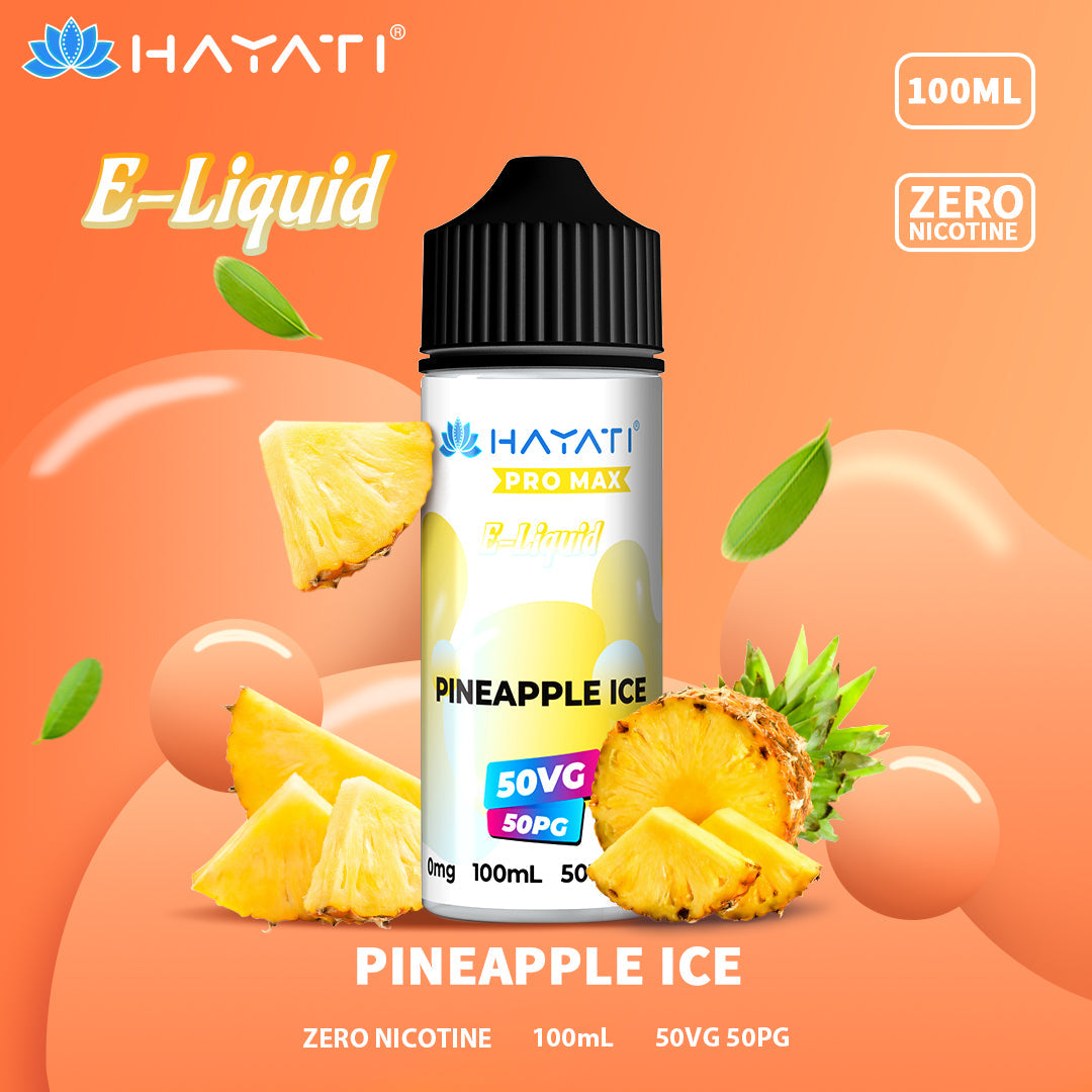 Hayati Pro Max Pineapple Ice 50/50 100ml shortfill e-liquid bottle