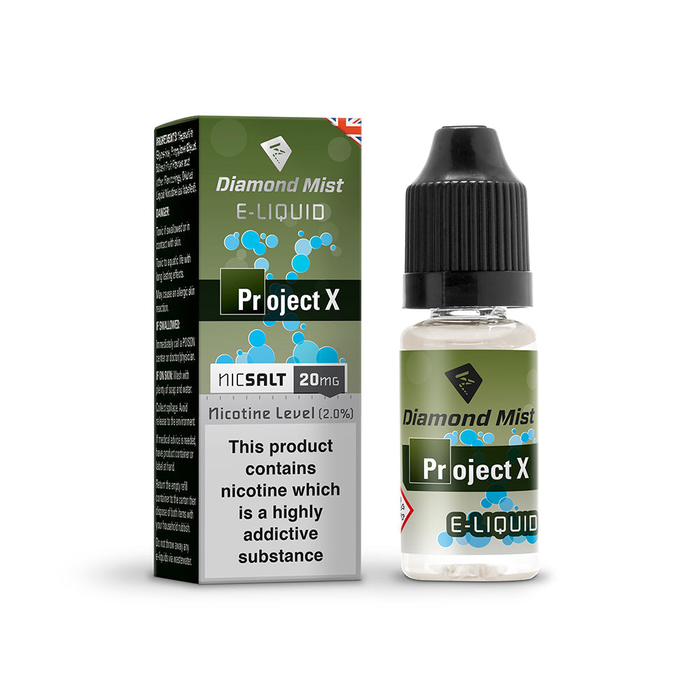 Diamond Mist Project X nic salt e-liquid 10ml 20mg bottle