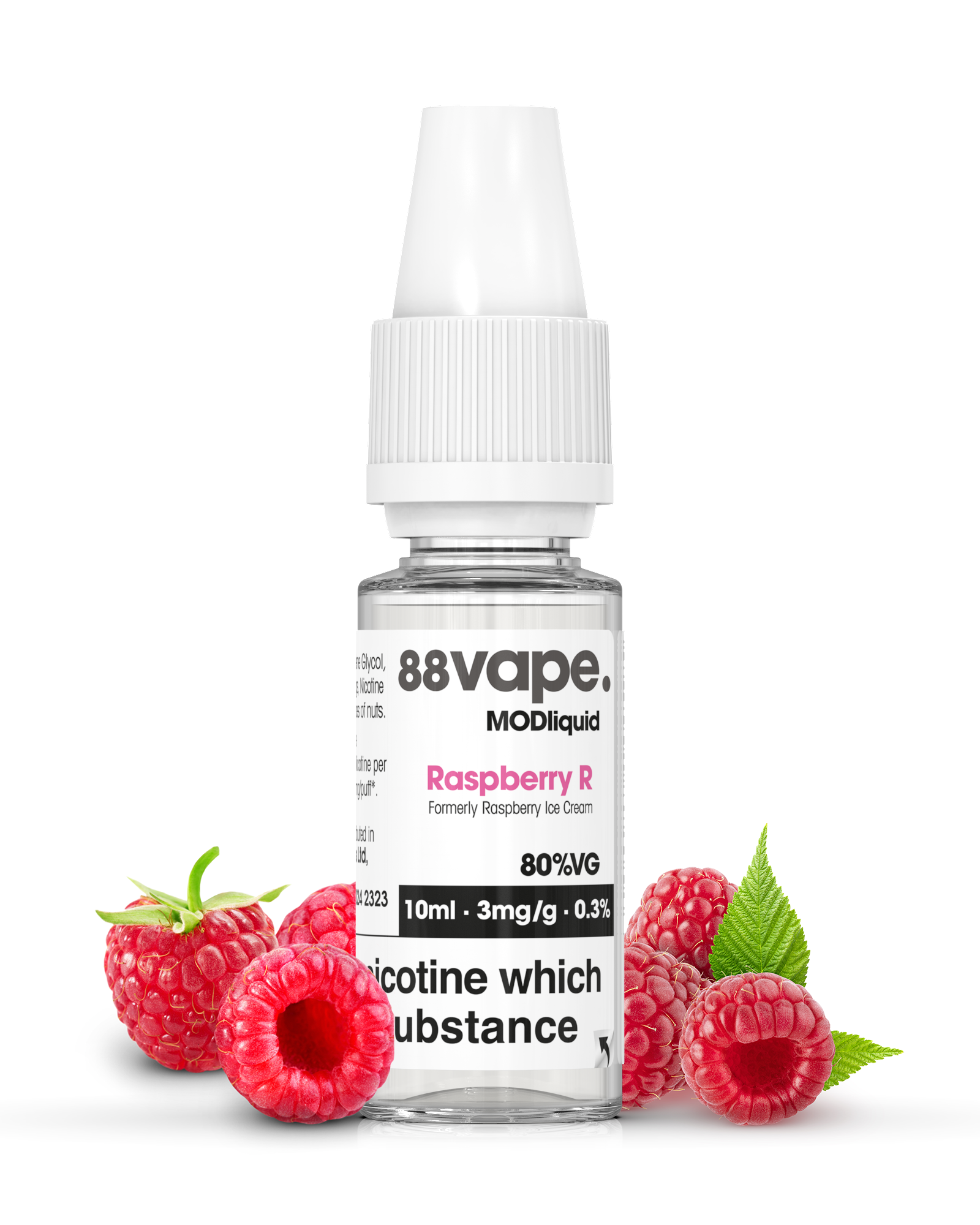 88Vape Raspberry R 80VG E-Liquid 3 x 10ml – 3mg; official bottle image