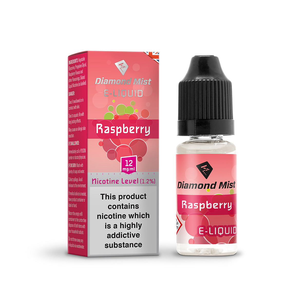 Diamond Mist Raspberry e-liquid 10ml 12mg bottle