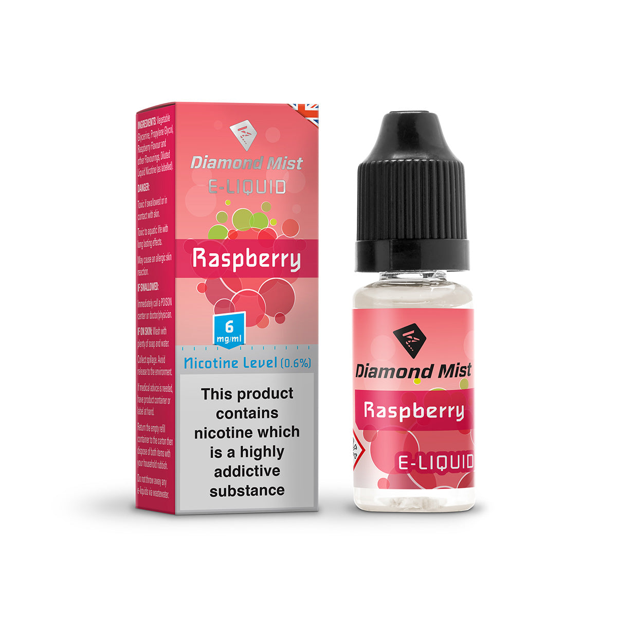 Diamond Mist Raspberry e-liquid 10ml 6mg bottle