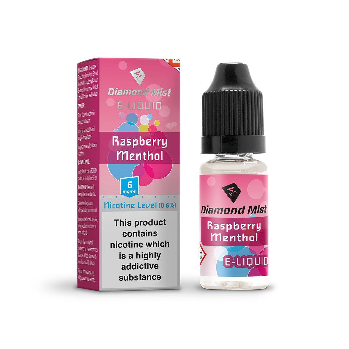 Diamond Mist Raspberry Menthol e-liquid 10ml 6mg bottle